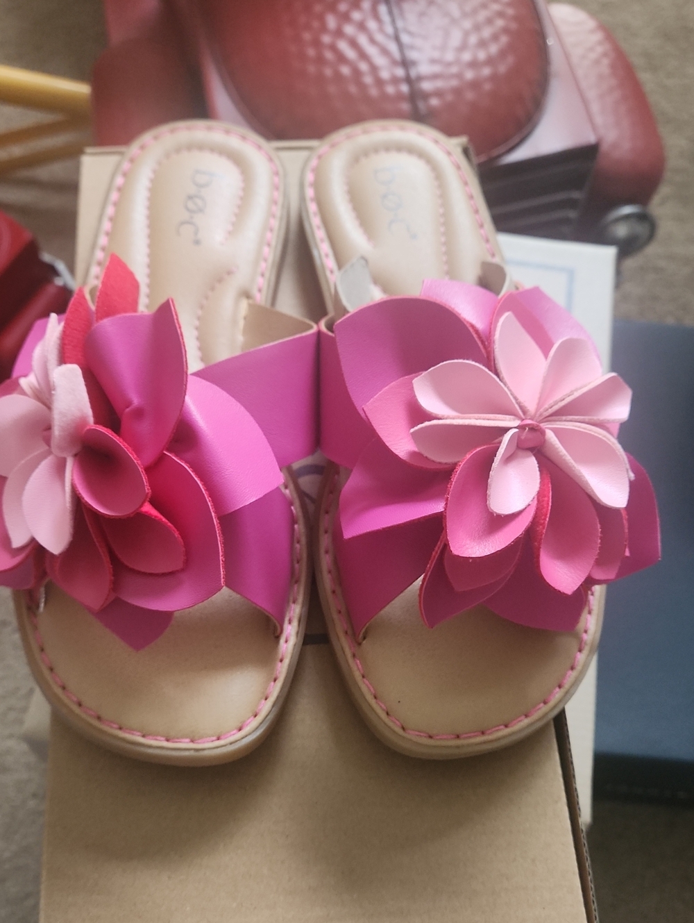 b.o.c. Pink Floral Slide Sandals